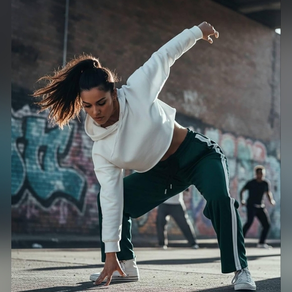 Wide Leg Track Pants with Side Stripe | Size Large | 2026 Release - Picture 2 of 3